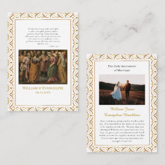Roman Catholic Wedding Photo Prayer Card
