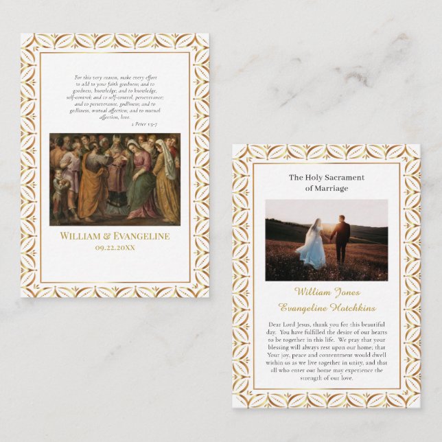 Roman Catholic Wedding Photo Prayer Card (Front/Back)