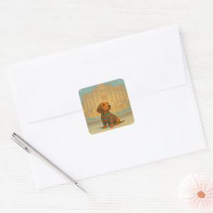 Roman Christmas – Cute Dog in Sweater at Trevi Square Sticker