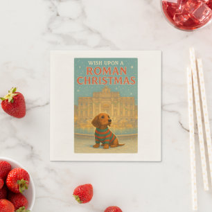 Roman Christmas Napkins – Cute Dog in Sweater 