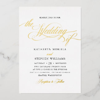 Roman Classic Script Calligraphy Wedding Gold