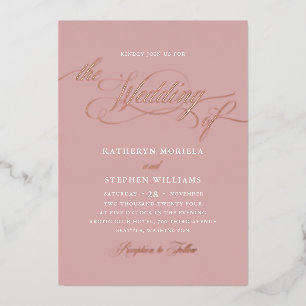 Roman Classic Script Calligraphy Wedding Rose Gold