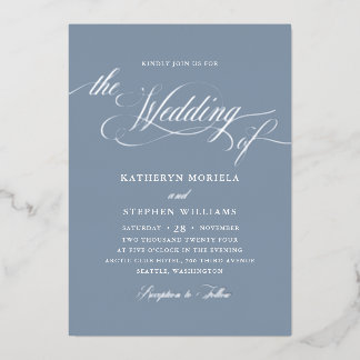 Roman Classic Script Calligraphy Wedding Silver