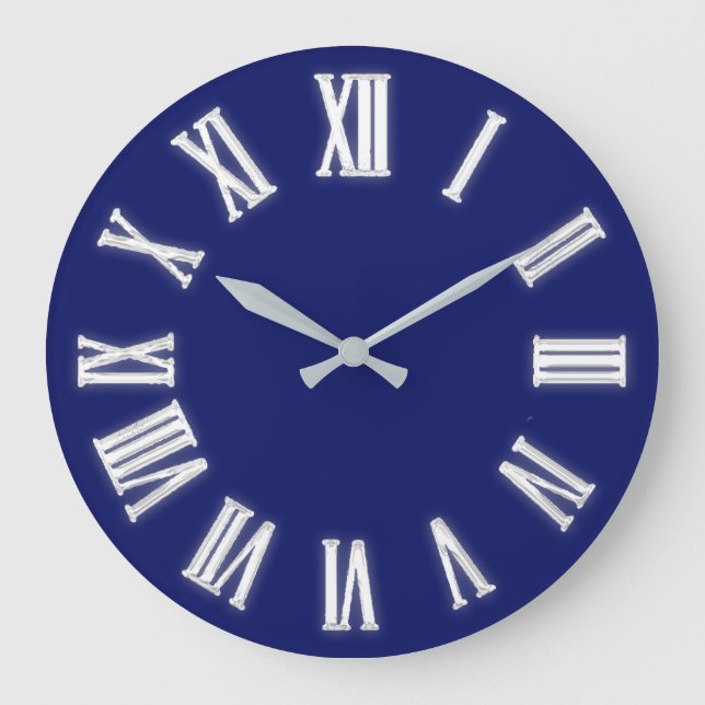 Roman Clock Silver Grey Grey Blue Navy  (Front)