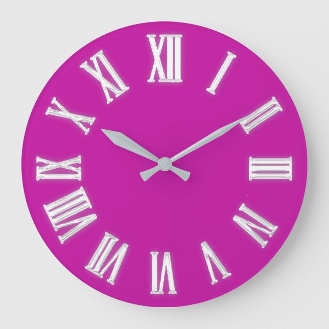 ROman Clock Silver Grey Grey Pink Fuchsia Minimal  (Front)
