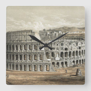 Roman Coliseum Vintage Art Square Wall Clock