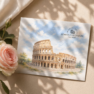 Roman Colosseum Italy Watercolor Landscape Holiday Postcard