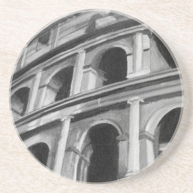 Roman Colosseum with Architectural Drawings Coaster (Front)