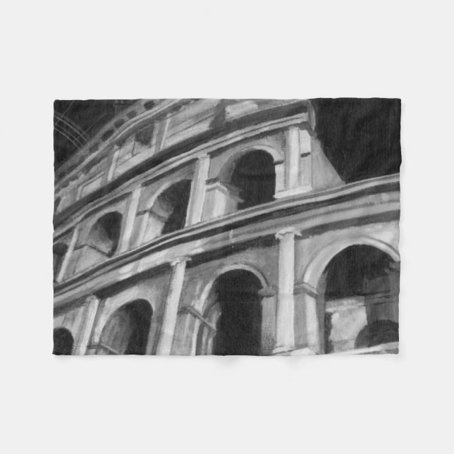 Roman Colosseum with Architectural Drawings Fleece Blanket (Front (Horizontal))