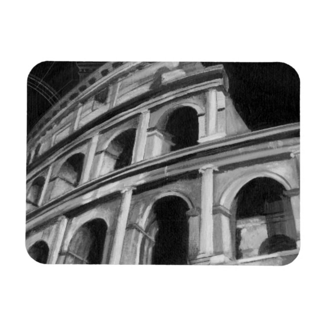 Roman Colosseum with Architectural Drawings Magnet (Horizontal)