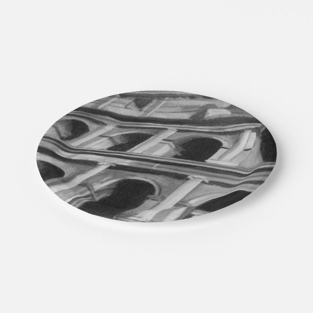 Roman Colosseum with Architectural Drawings Paper Plate (Angled)