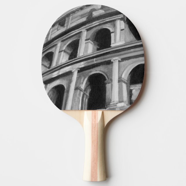 Roman Colosseum with Architectural Drawings Ping Pong Paddle (Front)