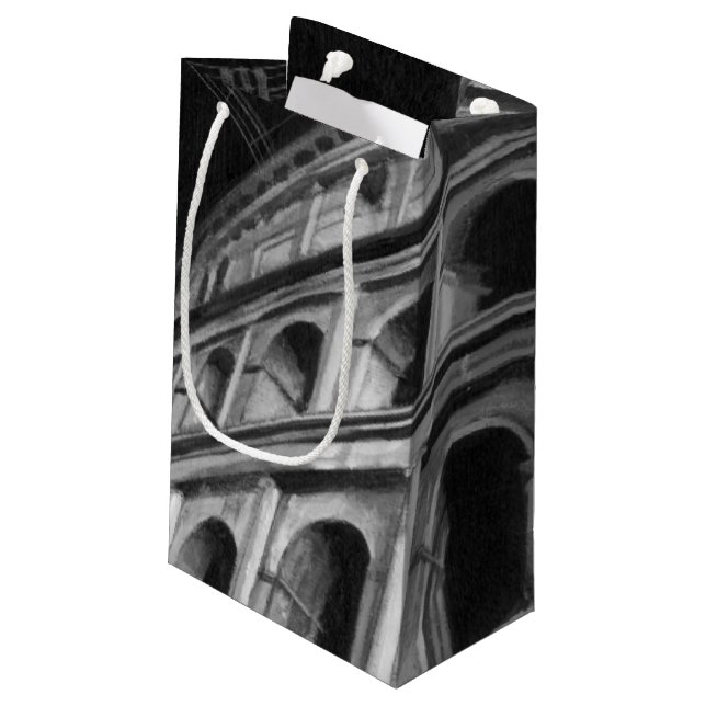 Roman Colosseum with Architectural Drawings Small Gift Bag (Back Angled)