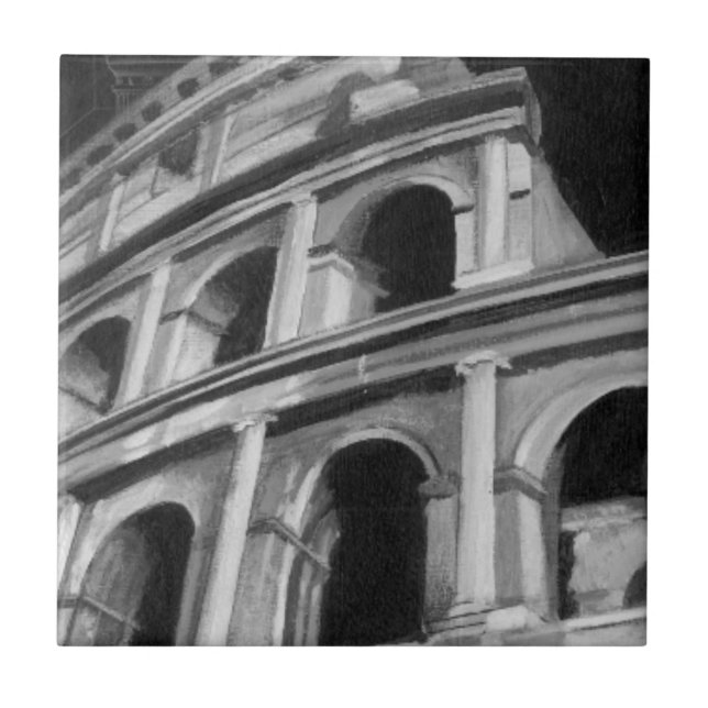 Roman Colosseum with Architectural Drawings Tile (Front)