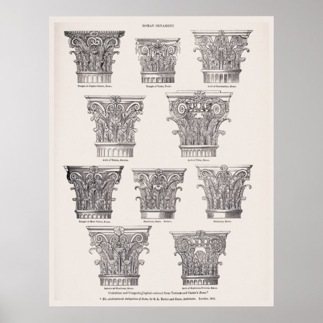 Roman Columns Corinthian Style Architectural Poster (Front)