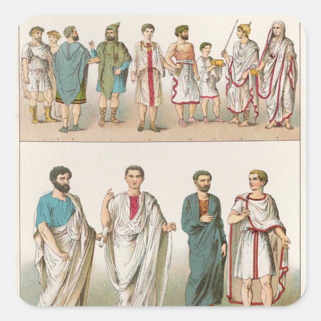Roman Dress, from 'Trachten der Voelker', 1864 Square Sticker (Front)