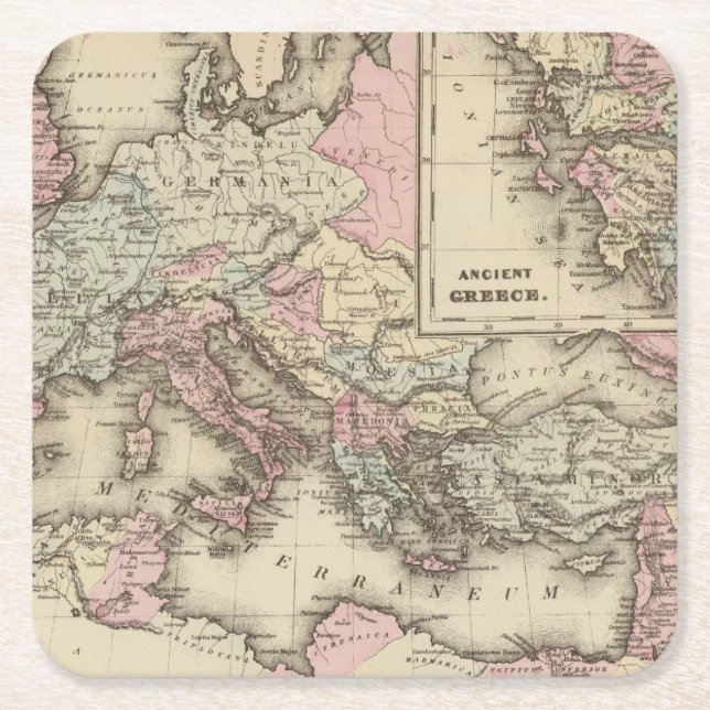 Roman Empire, Greece Square Paper Coaster (Front)