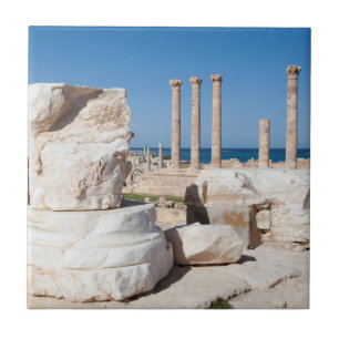 Roman Forum And Remains Of Statue, Sabratha, AZ Ceramic Tile