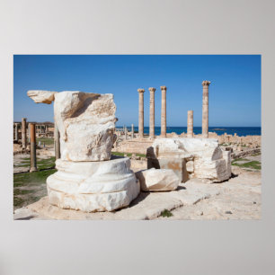 Roman Forum And Remains Of Statue, Sabratha, AZ Poster