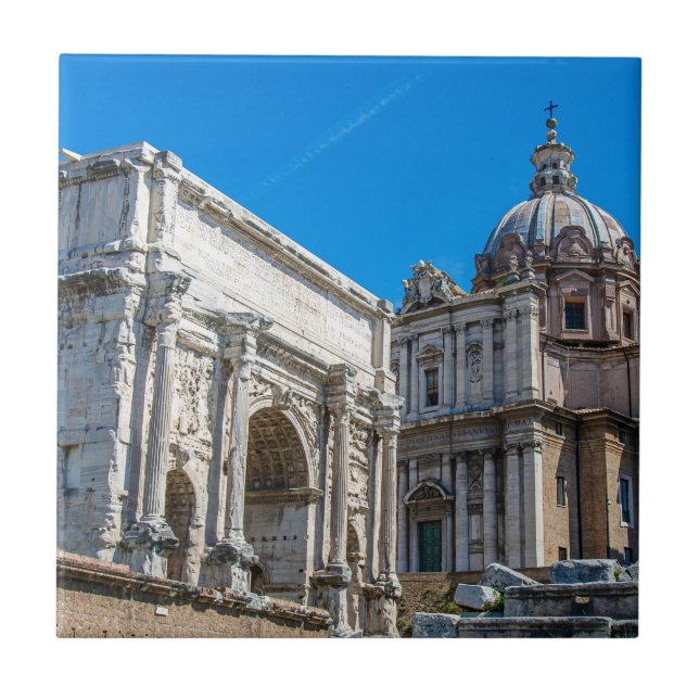 Roman Forum ruins in Rome, Italy Ceramic Tile (Front)