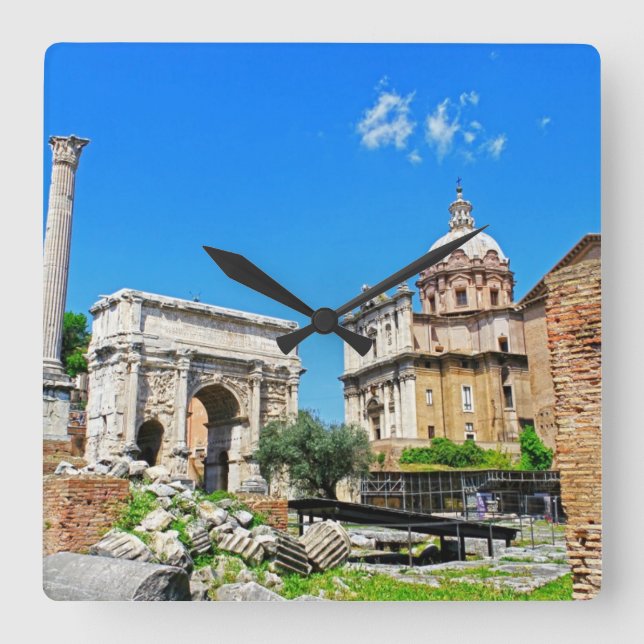 Roman forum square wall clock (Front)