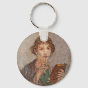 Roman Fresco Pompeii Sappho Girl Tablet & Stylus Key Ring