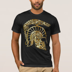 roman gladiator centurion helmet gold tshirt