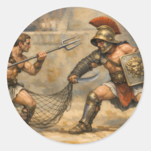 Roman Gladiator Duel  Classic Round Sticker