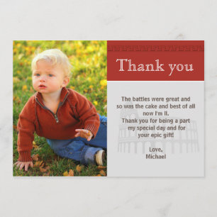 Roman Gladiator Thank You Note Custom Photo Red