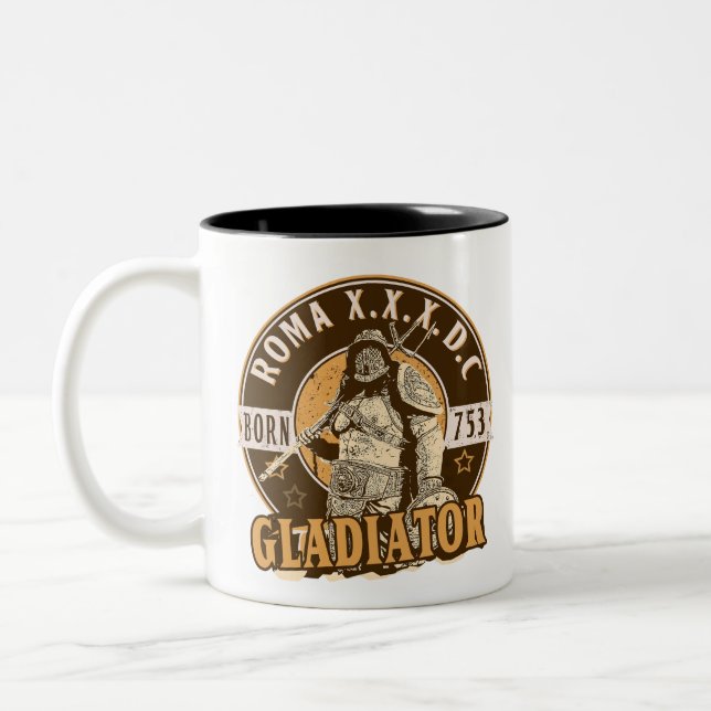 Roman Gladiator Two-Tone Coffee Mug (Left)