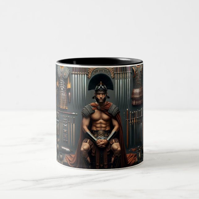 Roman Gladiator Valor Two-Tone Coffee Mug (Center)
