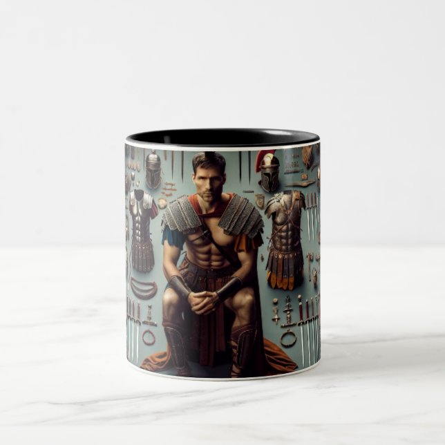 Roman Gladiator Valor Two-Tone Coffee Mug (Center)