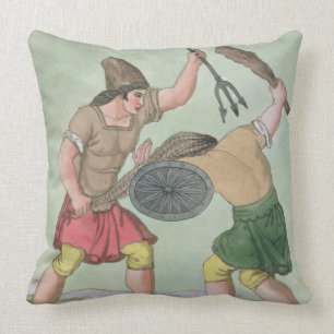 Roman Gladiators, from 'L'Antica Roma', 1825 (colo Cushion