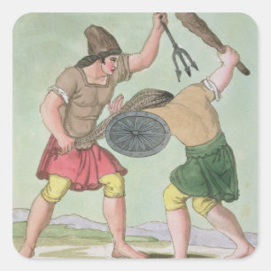 Roman Gladiators, from 'L'Antica Roma', 1825 (colo Square Sticker