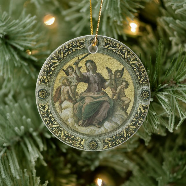 Roman Goddess Justice with Angels by Raphael Ceramic Ornament (Tree)