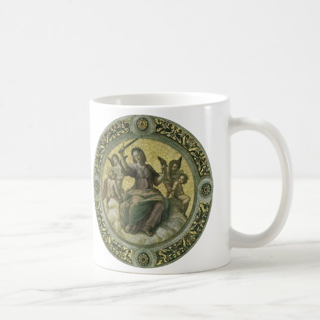 Roman Goddess Justice with Angels by Raphael Coffee Mug (Right)