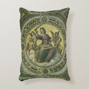 Roman Goddess Justice with Angels by Raphael Decorative Cushion