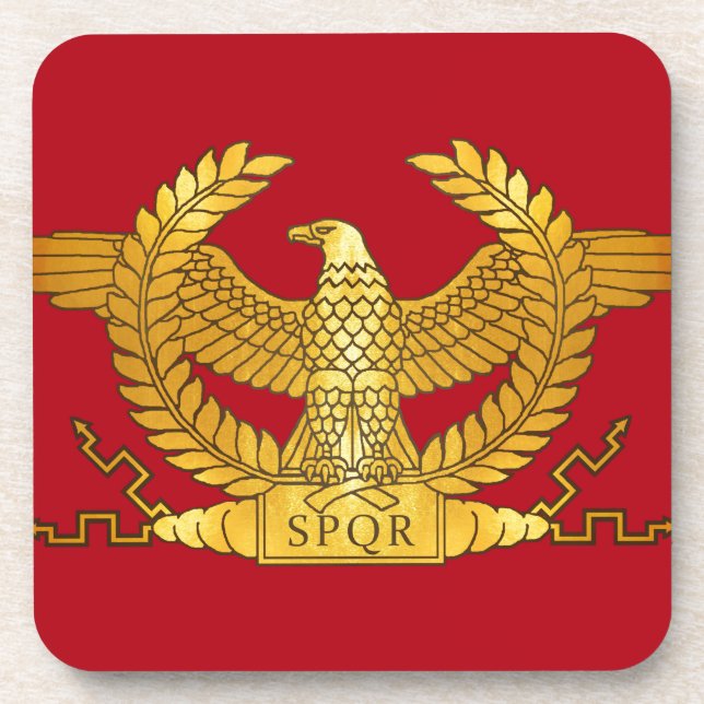 Roman Golden Eagle on Red Coaster (Front)