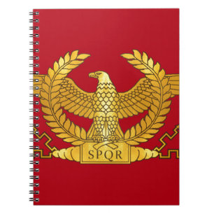 Roman Golden Eagle on Red Notebook