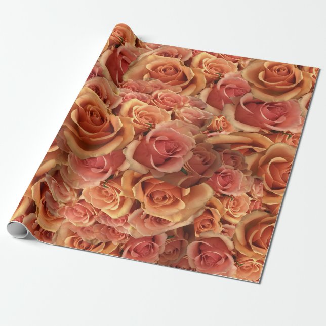 Roman Grenadier Roses Wrapping Paper (Unrolled)
