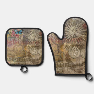 Roman History Italy Travel Vacation Holiday City Oven Mitt & Pot Holder Set