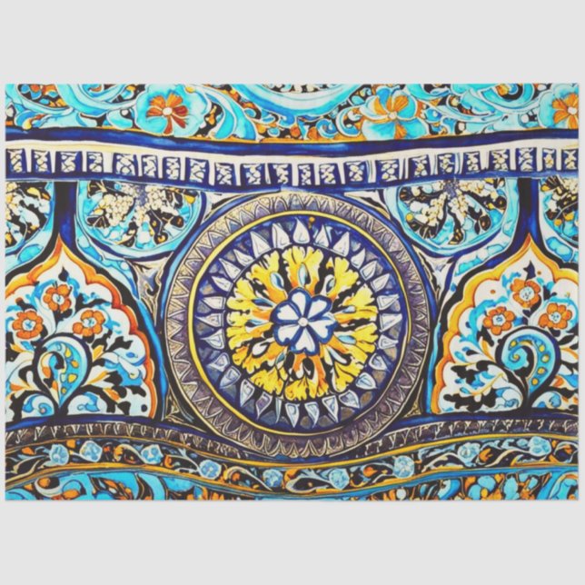 Roman Italian Spanish Majolica Floral Decoupage Tissue Paper (Front)