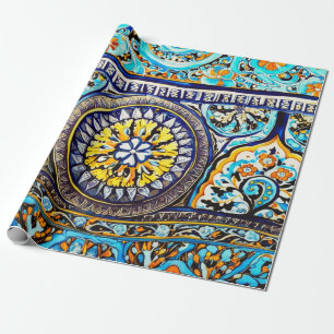 Roman Italian Spanish Majolica Floral Decoupage Wrapping Paper