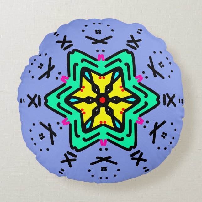 Roman Mandala Art Round Cushion (Front)