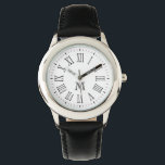 Roman Monogram Black Watch<br><div class="desc">Simple and elegant roman numeral face. Personalise with your monogram.</div>