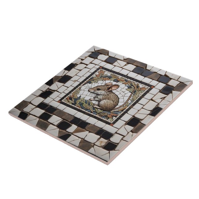 Roman Mosaic Style Mouse Ceramic Tile (Side)