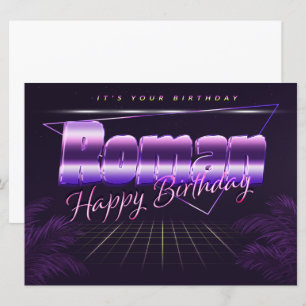 Roman Name Vorname lila retro Karte Geburtstag Card