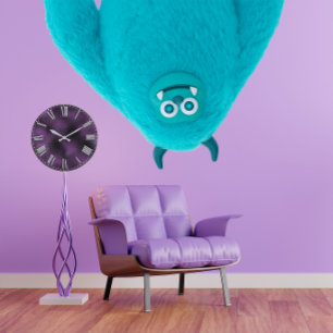 Roman Number Purple Plum Silver Grey Metal Large Clock