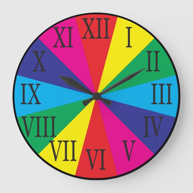 ROMAN NUMBERS colour swatches Large Clock (Front)