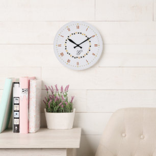 Roman Numbers Elegant Gold Large Clock